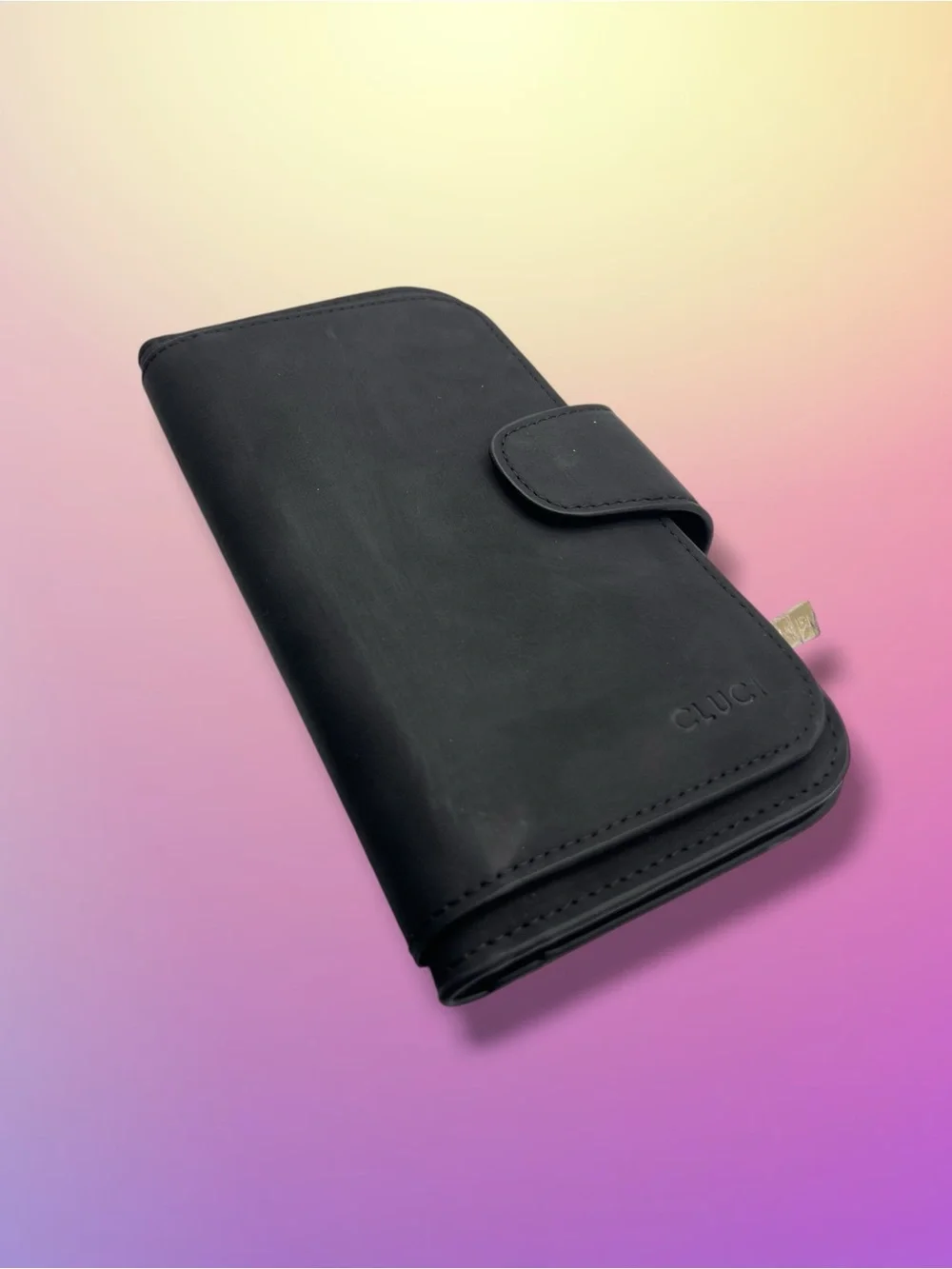 CLUCI Black Vegan Leather Trifold Continental Wallet | Card Organizer Black